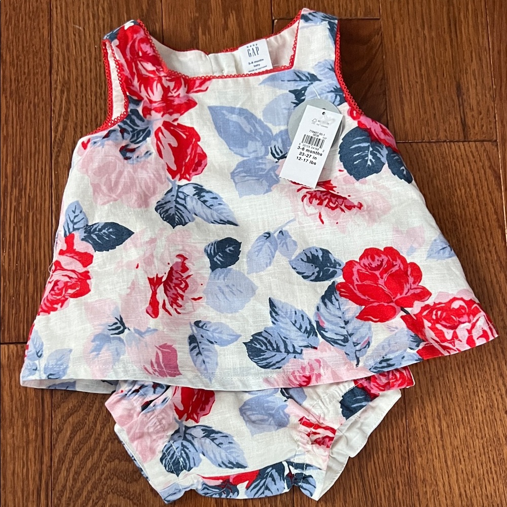 Baby GAP Floral Set - Red and Blue